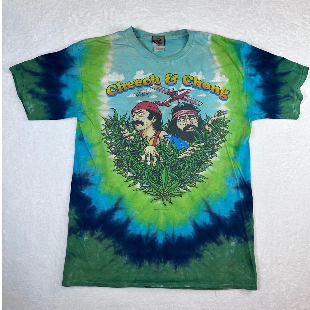 Liquid Blue Cheech & Chong Tie Dye ‎ T-Shirt Mens L 2013 Tommy Chong Autograph